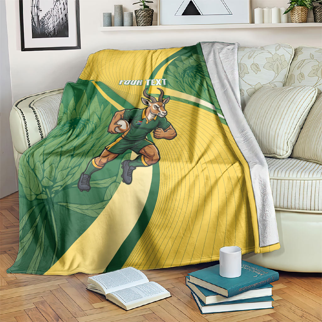 South Africa Rugby Custom Blanket Come On Springboks Mascot Sporty Style