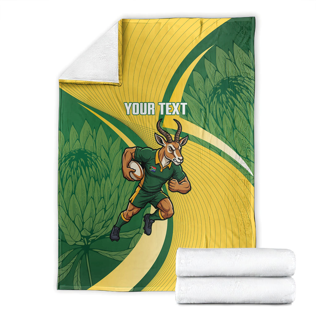 South Africa Rugby Custom Blanket Come On Springboks Mascot Sporty Style