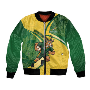 South Africa Rugby Custom Bomber Jacket Come On Springboks Mascot Sporty Style