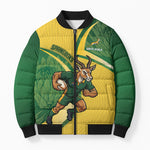 South Africa Rugby Custom Bomber Puffer Jacket Come On Springboks Mascot Sporty Style