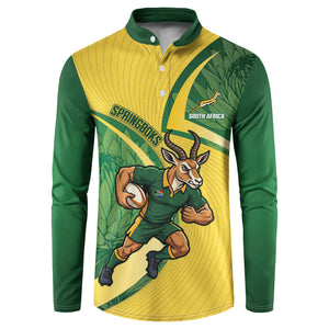 South Africa Rugby Custom Button Sweatshirt Come On Springboks Mascot Sporty Style