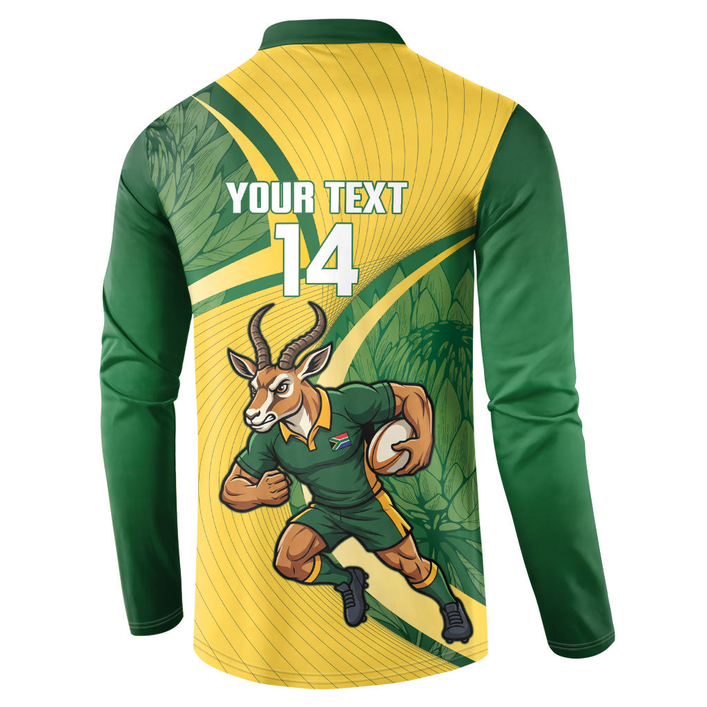 South Africa Rugby Custom Button Sweatshirt Come On Springboks Mascot Sporty Style