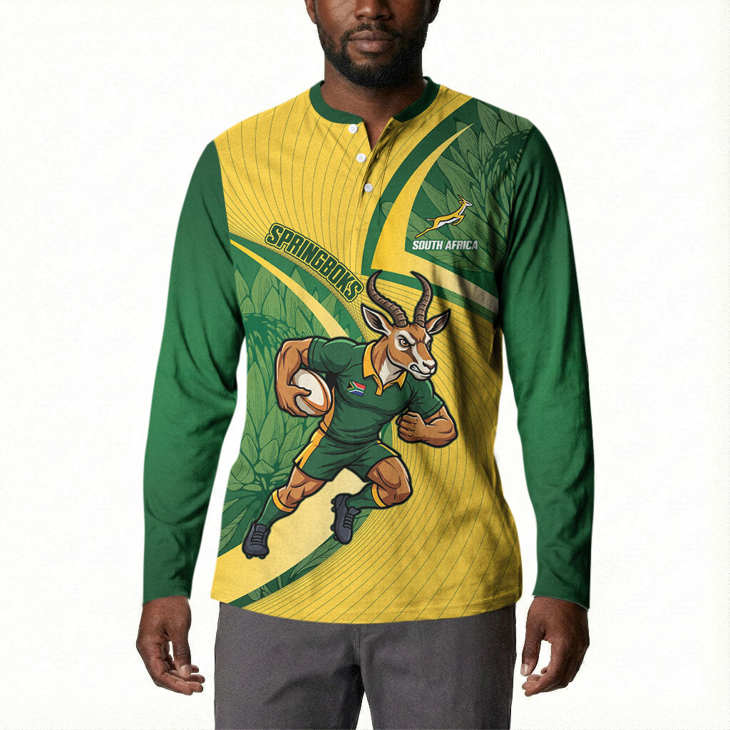 South Africa Rugby Custom Button Sweatshirt Come On Springboks Mascot Sporty Style