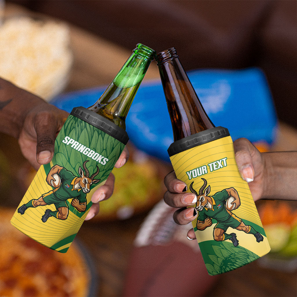 South Africa Rugby Custom 4 in 1 Can Cooler Tumbler Come On Springboks Mascot Sporty Style