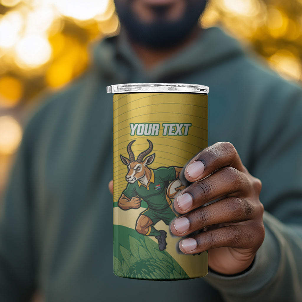 South Africa Rugby Custom 4 in 1 Can Cooler Tumbler Come On Springboks Mascot Sporty Style