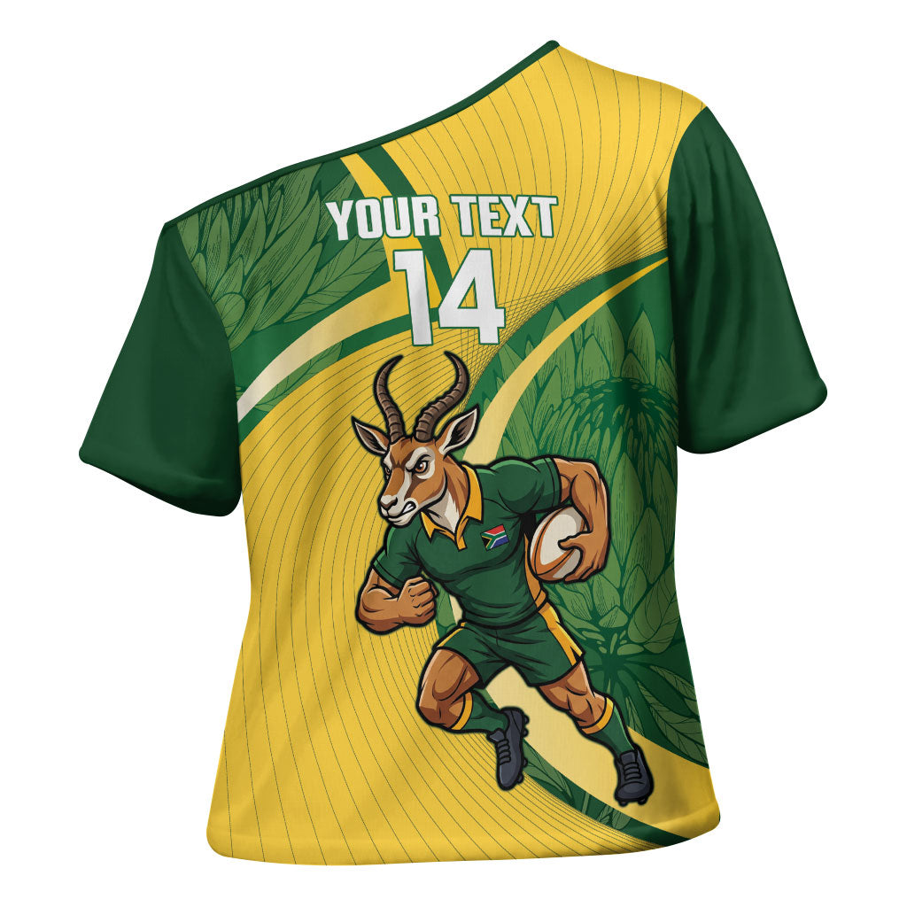 South Africa Rugby Custom Cross Shoulder Shirt Come On Springboks Mascot Sporty Style