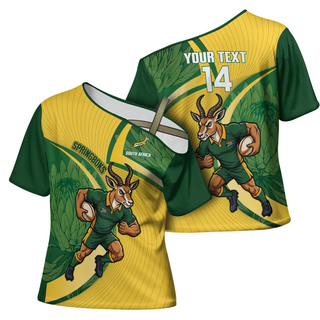 South Africa Rugby Custom Cross Shoulder Shirt Come On Springboks Mascot Sporty Style