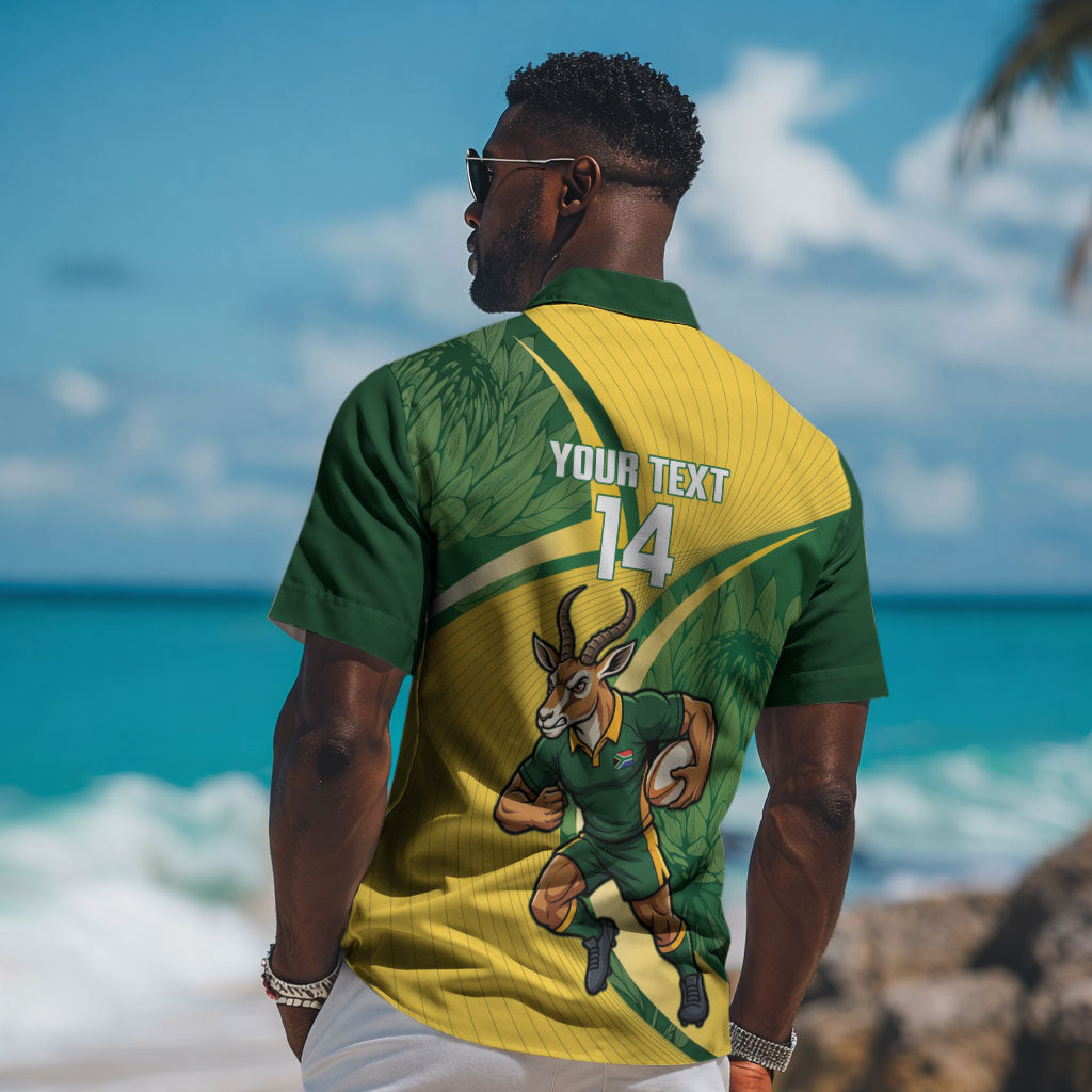 South Africa Rugby Custom Hawaiian Shirt Come On Springboks Mascot Sporty Style
