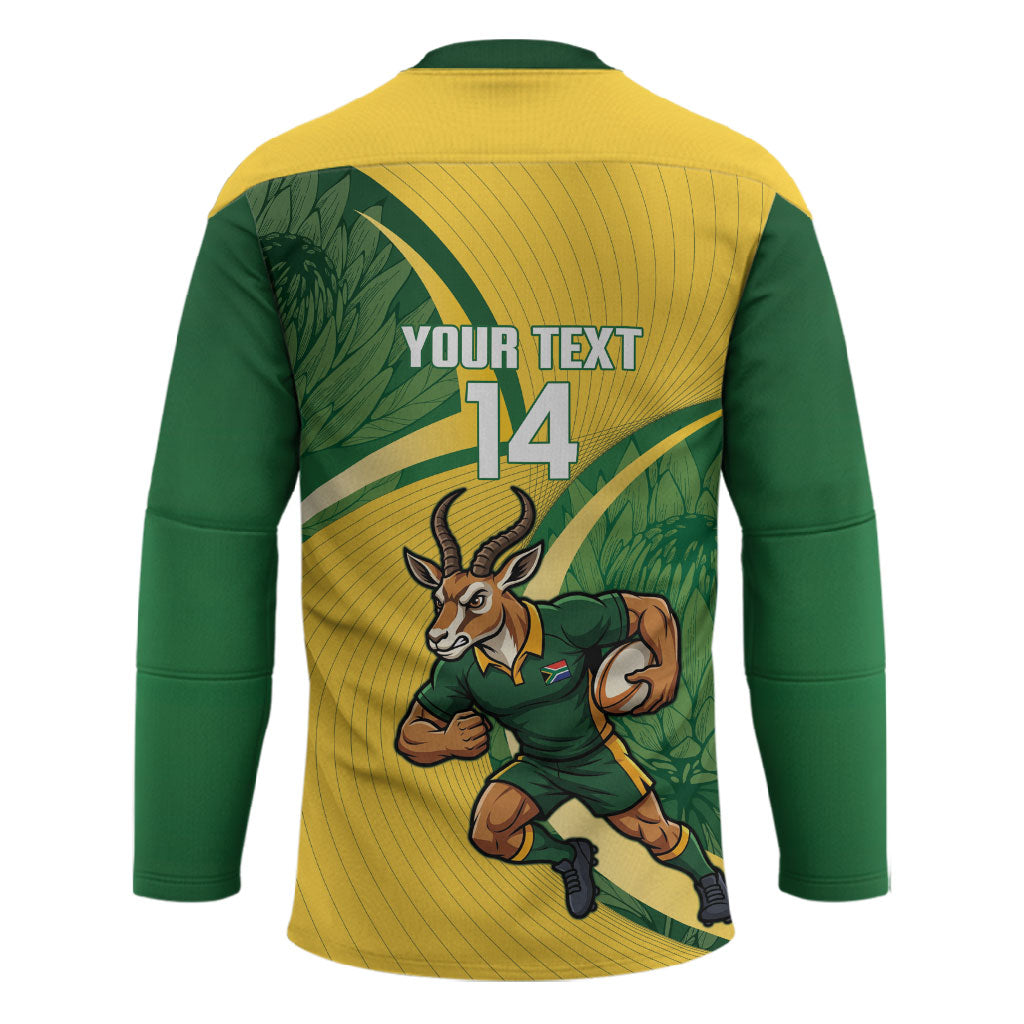 South Africa Rugby Custom Hockey Jersey Come On Springboks Mascot Sporty Style