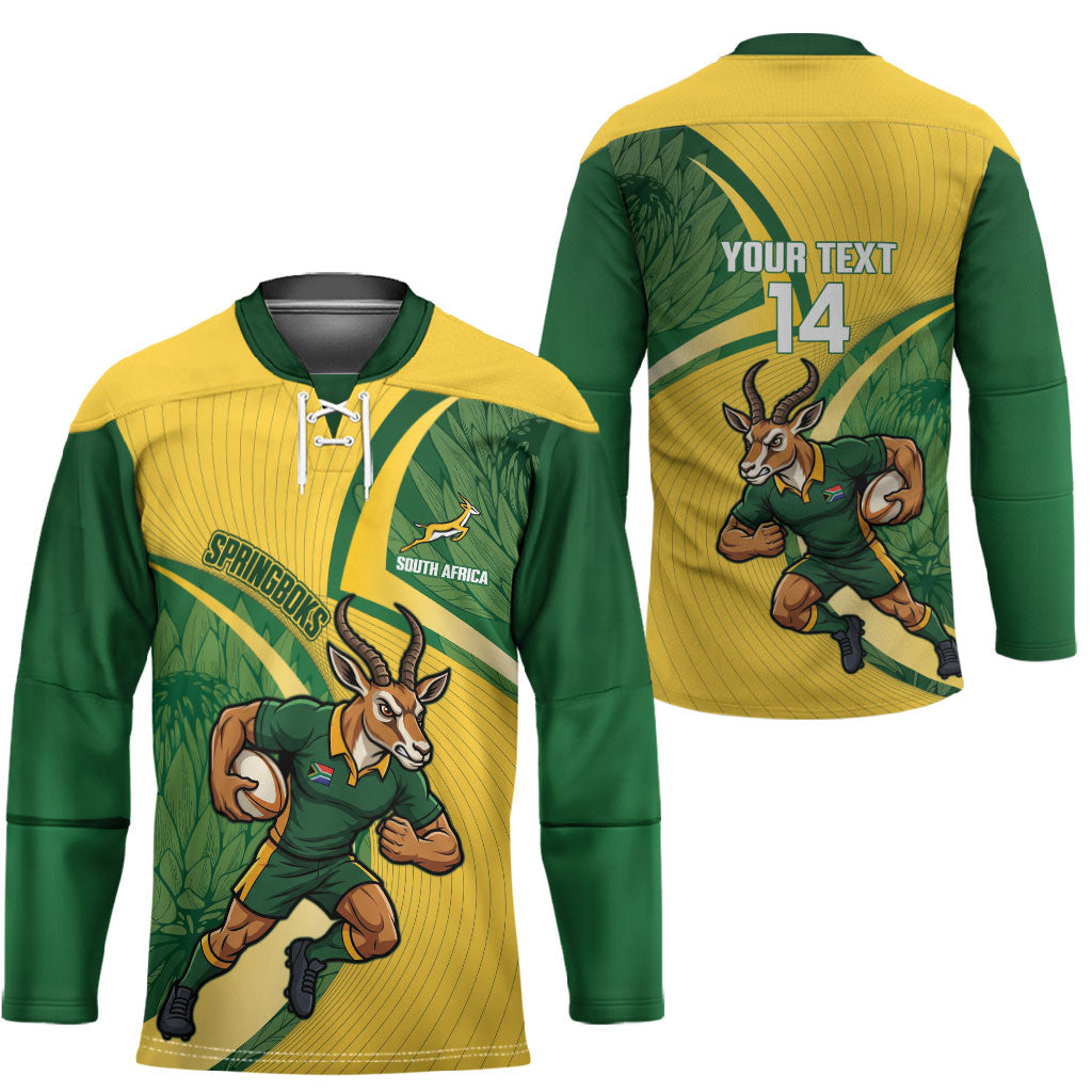 South Africa Rugby Custom Hockey Jersey Come On Springboks Mascot Sporty Style