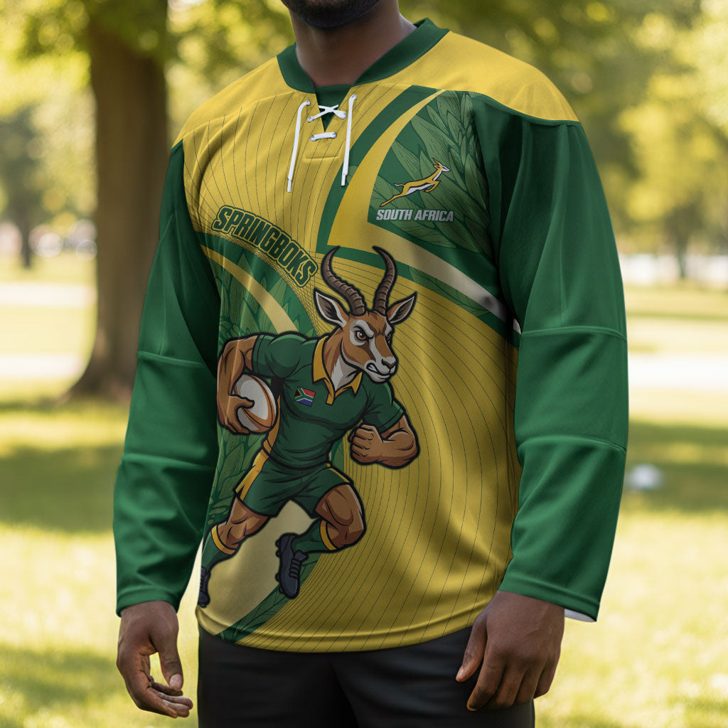 South Africa Rugby Custom Hockey Jersey Come On Springboks Mascot Sporty Style