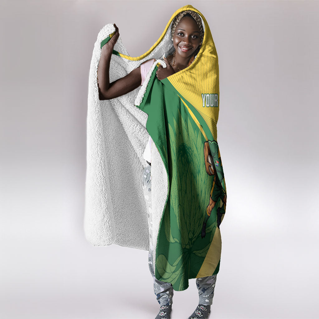 South Africa Rugby Custom Hooded Blanket Come On Springboks Mascot Sporty Style