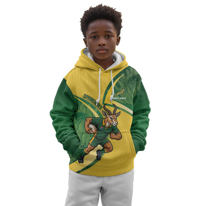 South Africa Rugby Custom Kid Hoodie Come On Springboks Mascot Sporty Style
