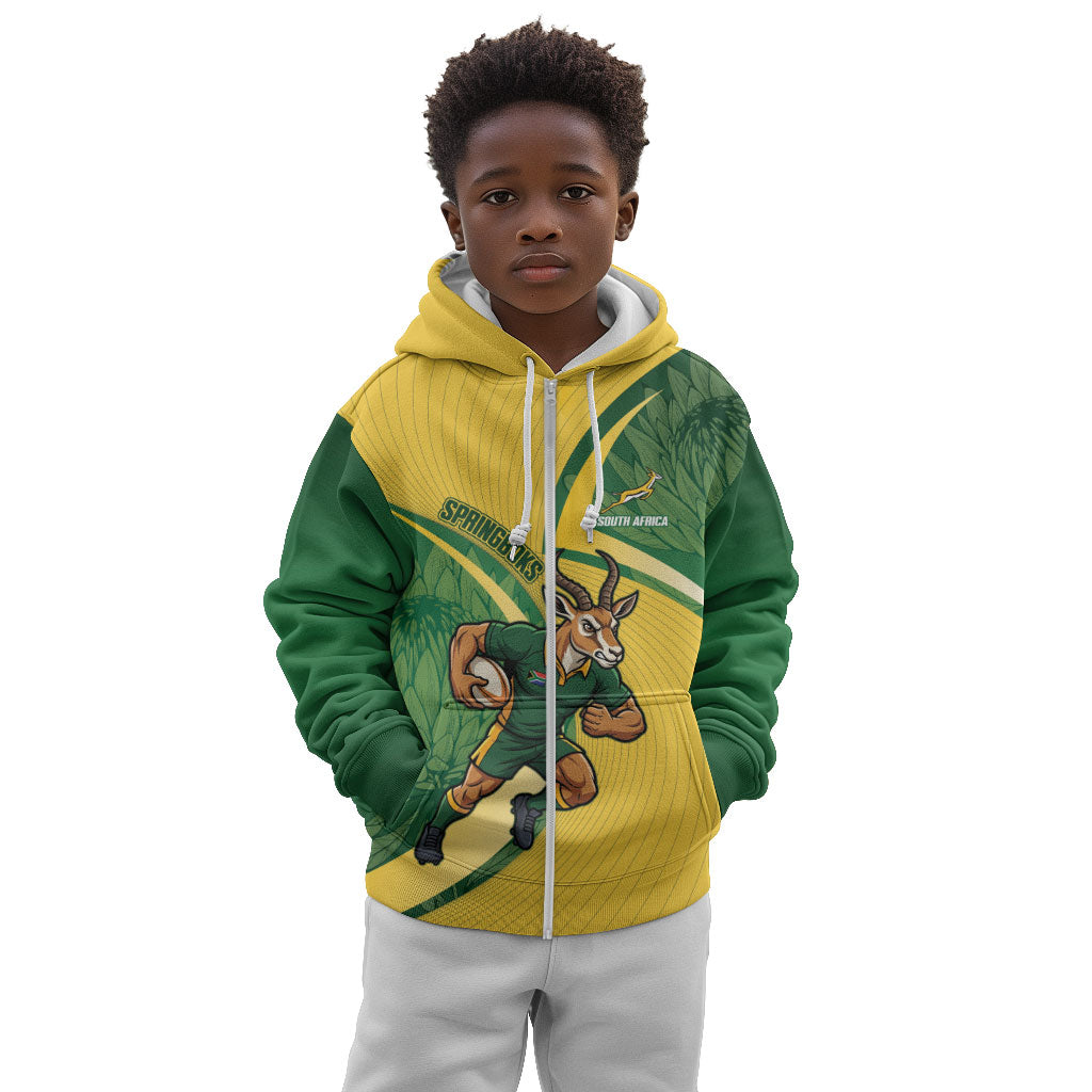 South Africa Rugby Custom Kid Hoodie Come On Springboks Mascot Sporty Style