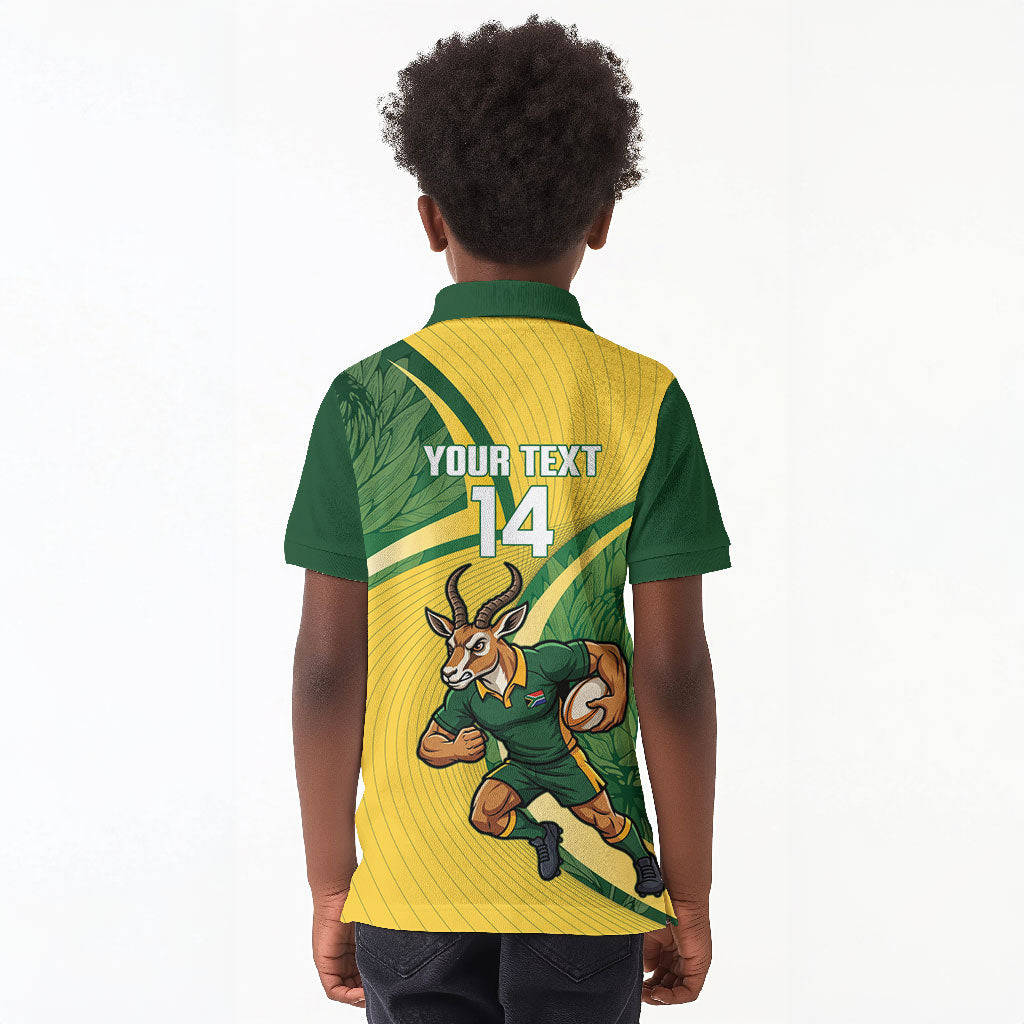 South Africa Rugby Custom Kid Polo Shirt Come On Springboks Mascot Sporty Style