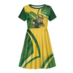 South Africa Rugby Custom Kid Short Sleeve Dress Come On Springboks Mascot Sporty Style