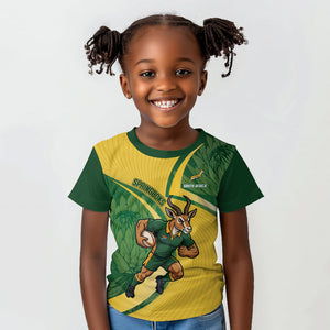 South Africa Rugby Custom Kid T shirt Come On Springboks Mascot Sporty Style