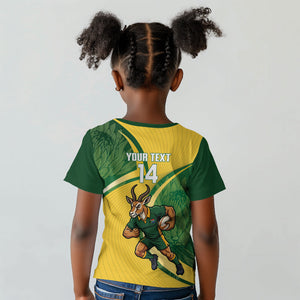 South Africa Rugby Custom Kid T shirt Come On Springboks Mascot Sporty Style