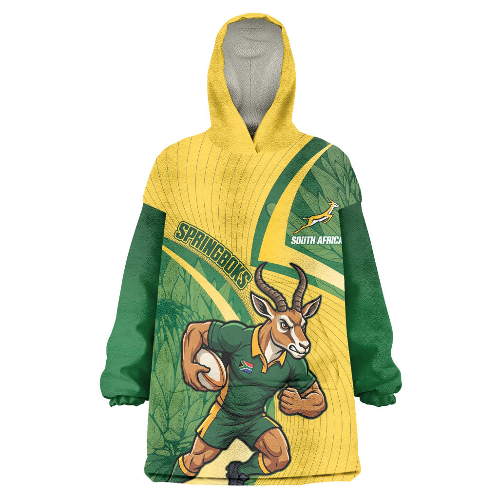 South Africa Rugby Custom Kid Wearable Blanket Hoodie Come On Springboks Mascot Sporty Style