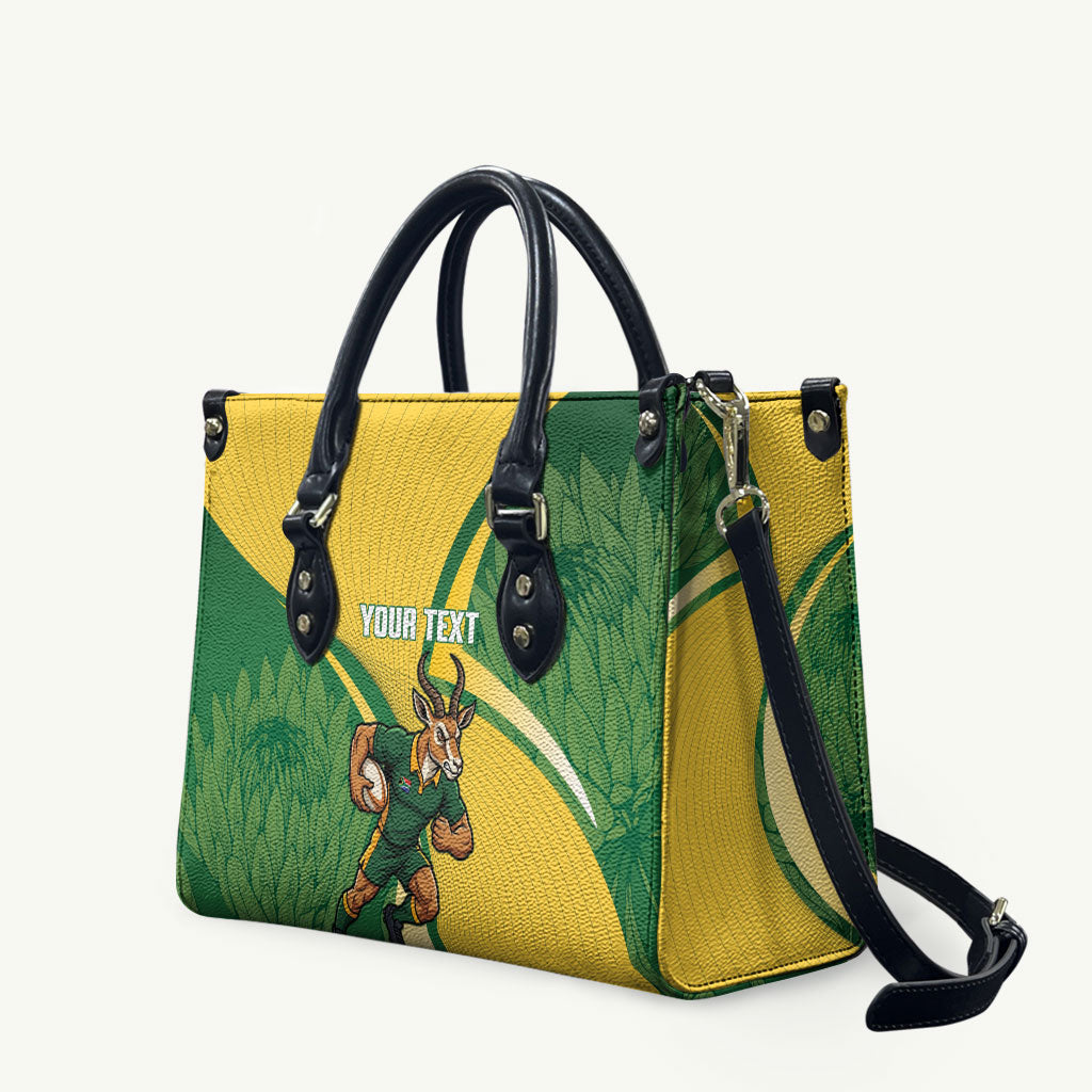 South Africa Rugby Custom Leather Bag Come On Springboks Mascot Sporty Style
