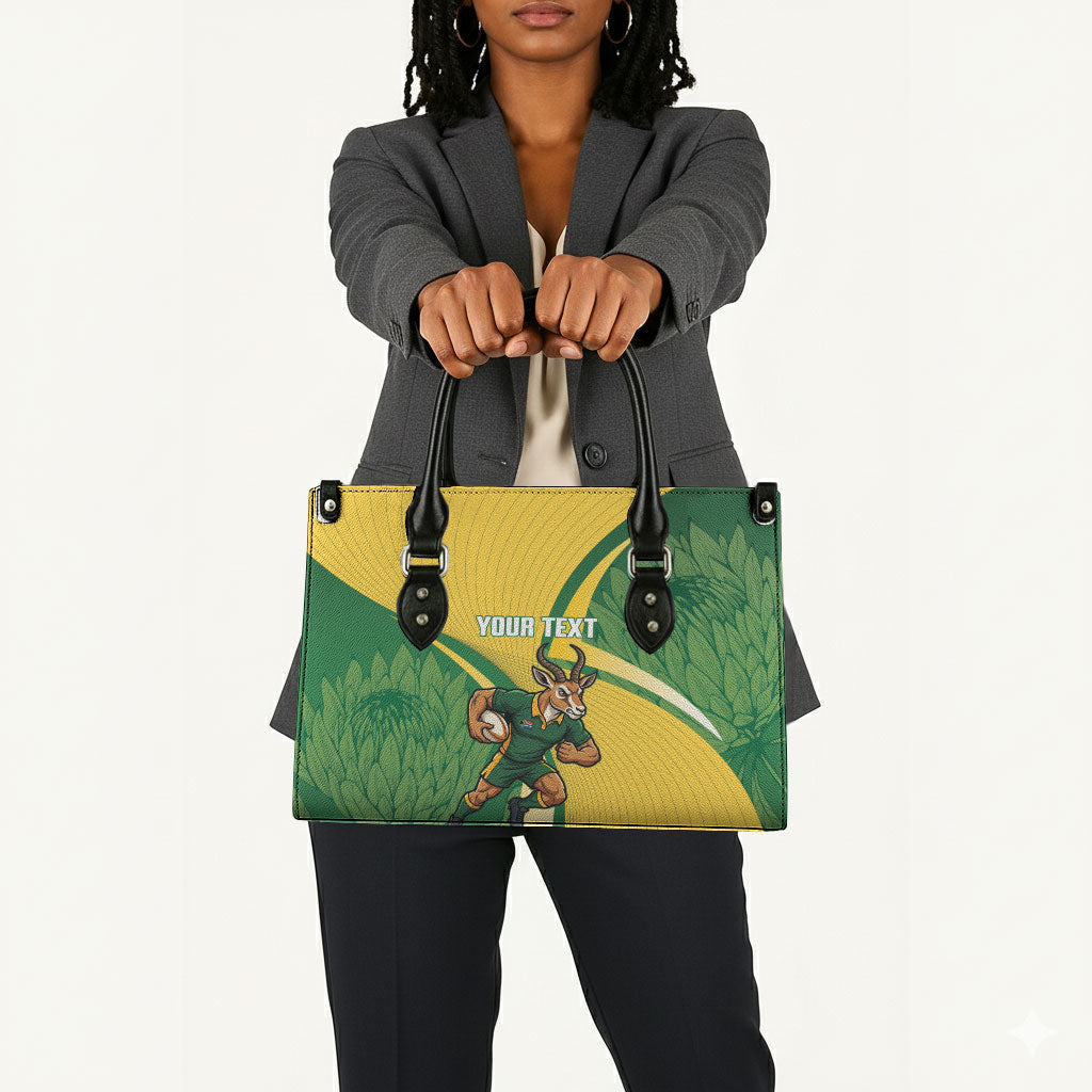 South Africa Rugby Custom Leather Bag Come On Springboks Mascot Sporty Style