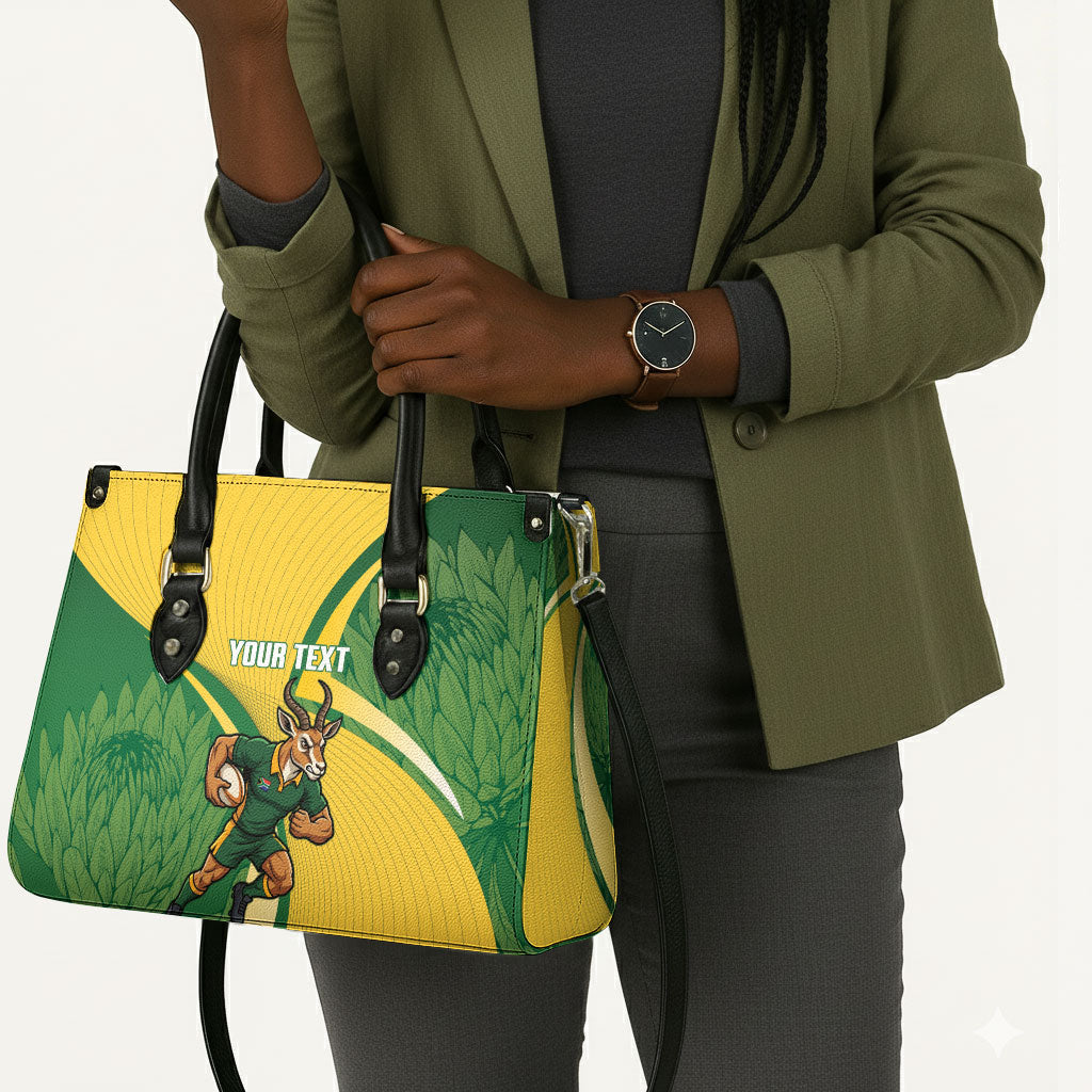 South Africa Rugby Custom Leather Bag Come On Springboks Mascot Sporty Style