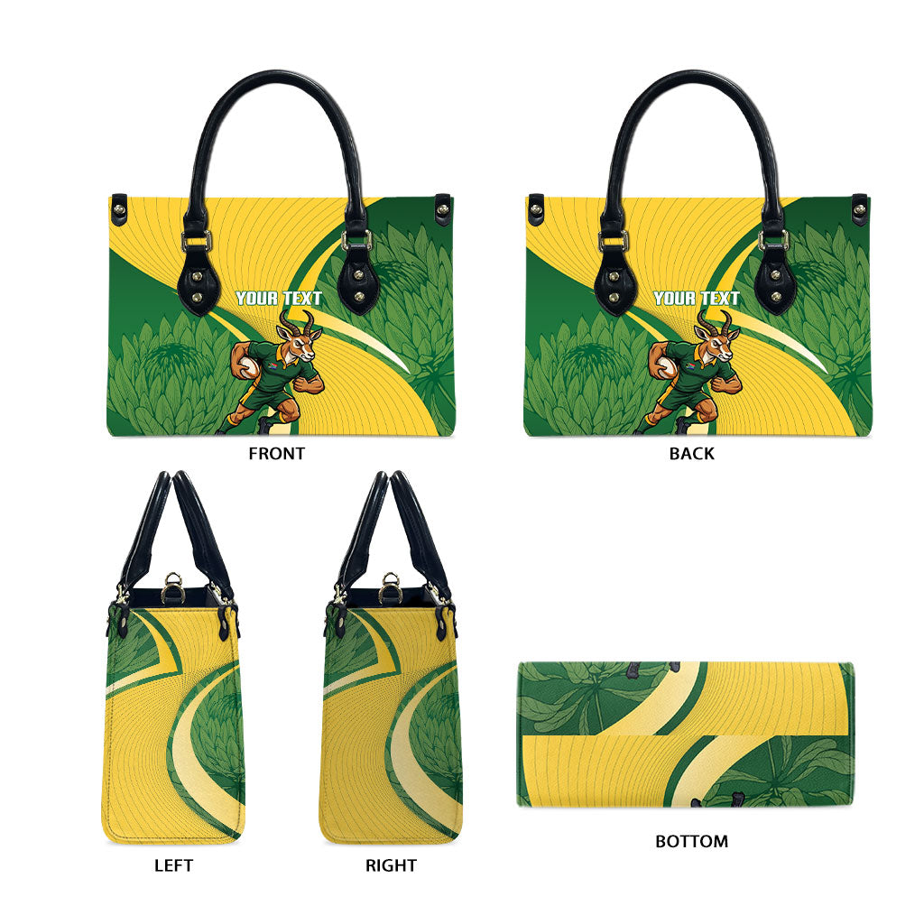South Africa Rugby Custom Leather Bag Come On Springboks Mascot Sporty Style