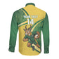 South Africa Rugby Custom Long Sleeve Button Shirt Come On Springboks Mascot Sporty Style