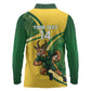 South Africa Rugby Custom Long Sleeve Polo Shirt Come On Springboks Mascot Sporty Style
