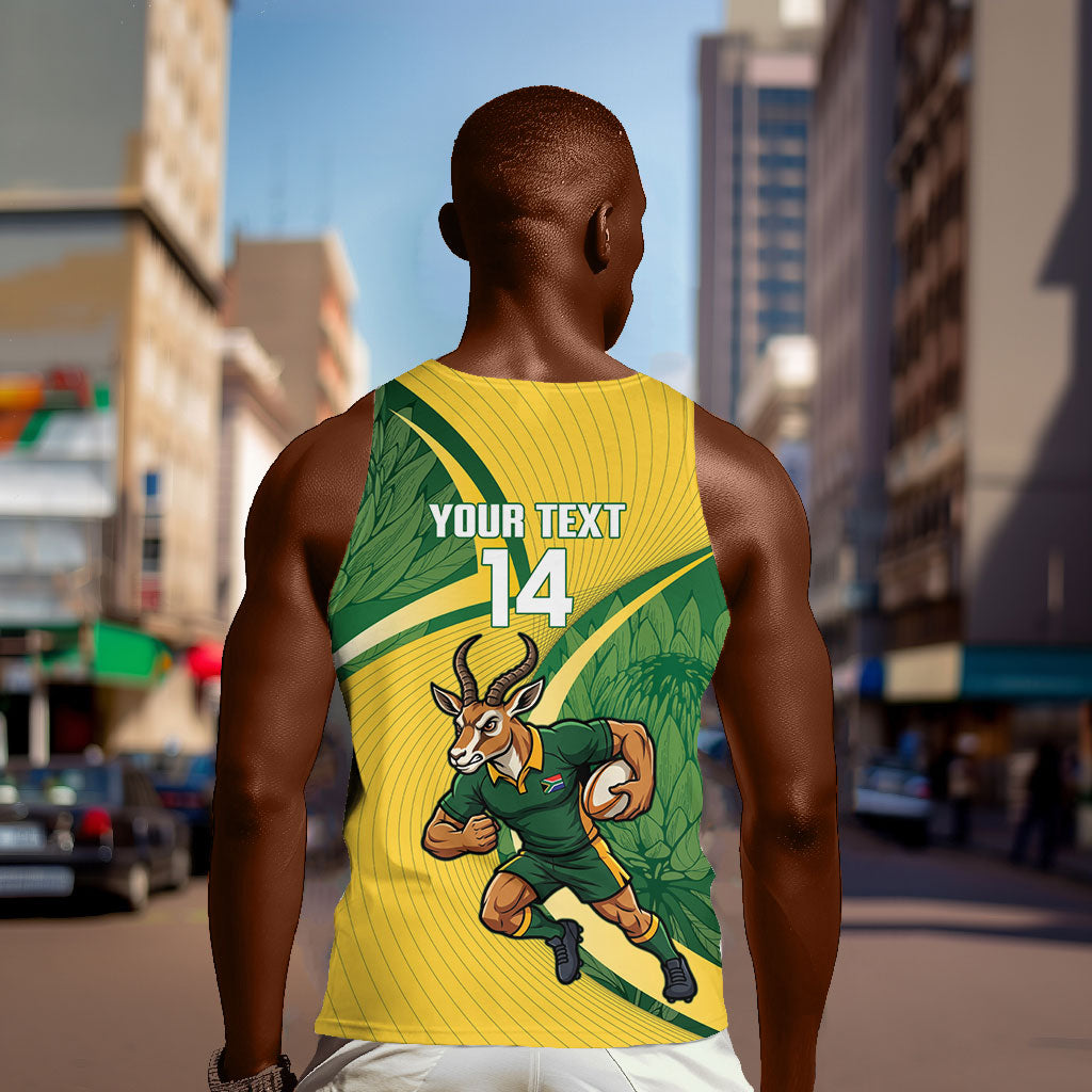 South Africa Rugby Custom Men Tank Top Come On Springboks Mascot Sporty Style