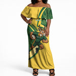 South Africa Rugby Custom Off Shoulder Maxi Dress Come On Springboks Mascot Sporty Style