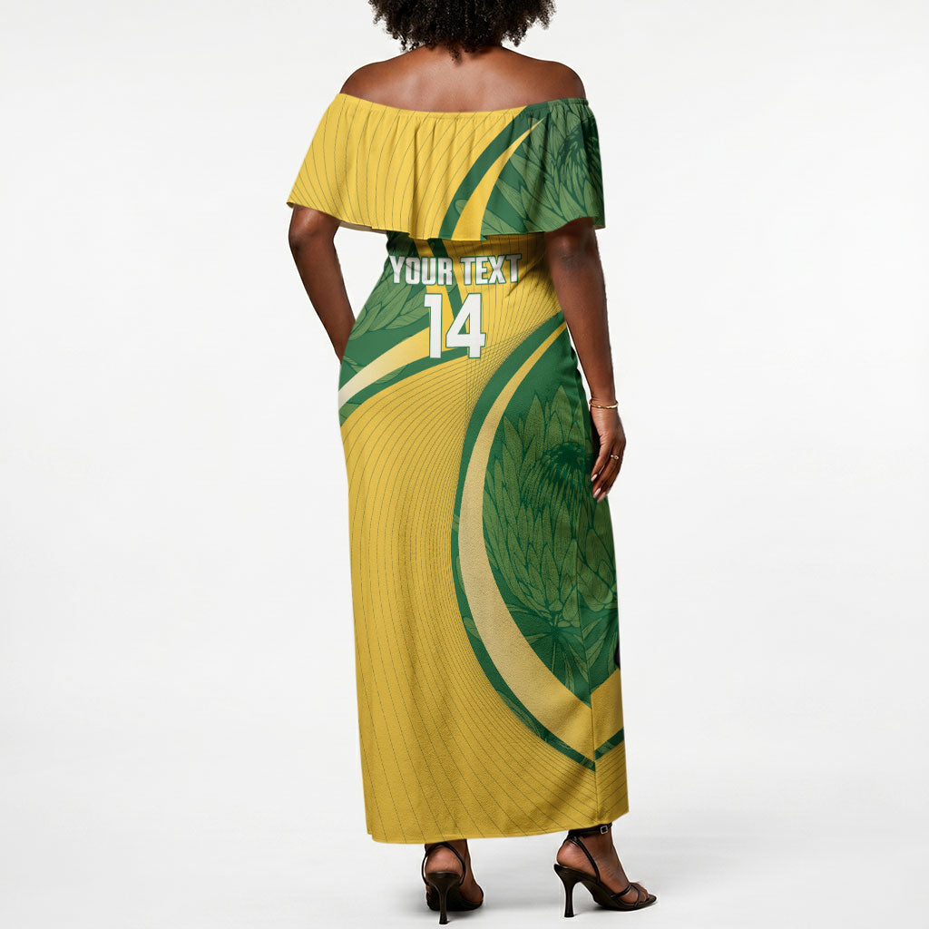 South Africa Rugby Custom Off Shoulder Maxi Dress Come On Springboks Mascot Sporty Style