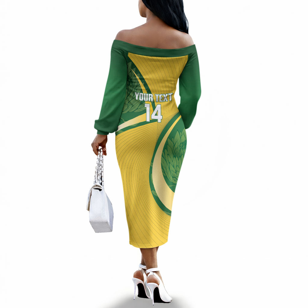 South Africa Rugby Custom Off The Shoulder Long Sleeve Dress Come On Springboks Mascot Sporty Style