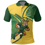 South Africa Rugby Custom Polo Shirt Come On Springboks Mascot Sporty Style