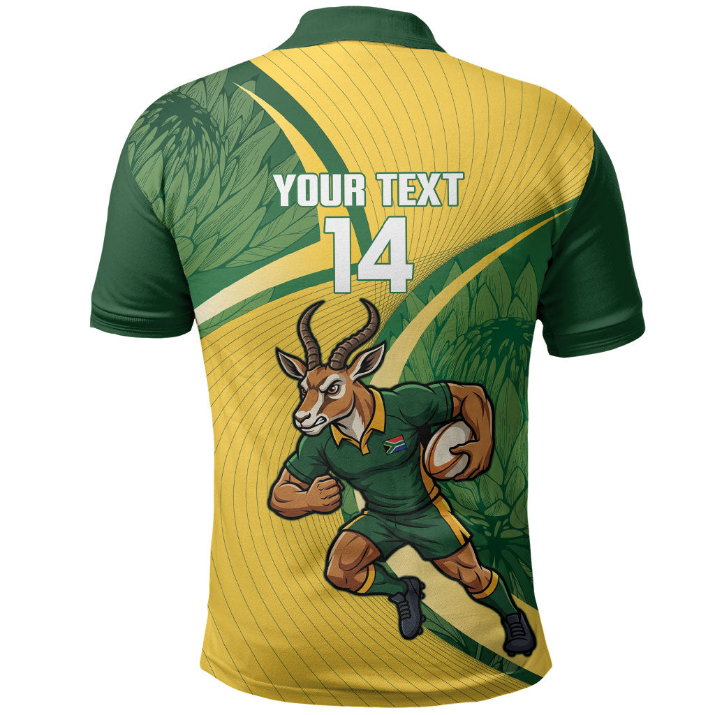 South Africa Rugby Custom Polo Shirt Come On Springboks Mascot Sporty Style