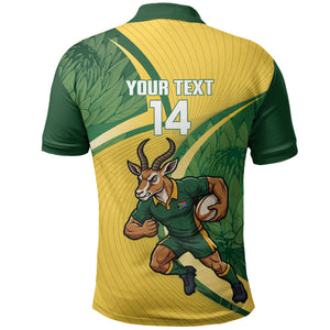 South Africa Rugby Custom Polo Shirt Come On Springboks Mascot Sporty Style