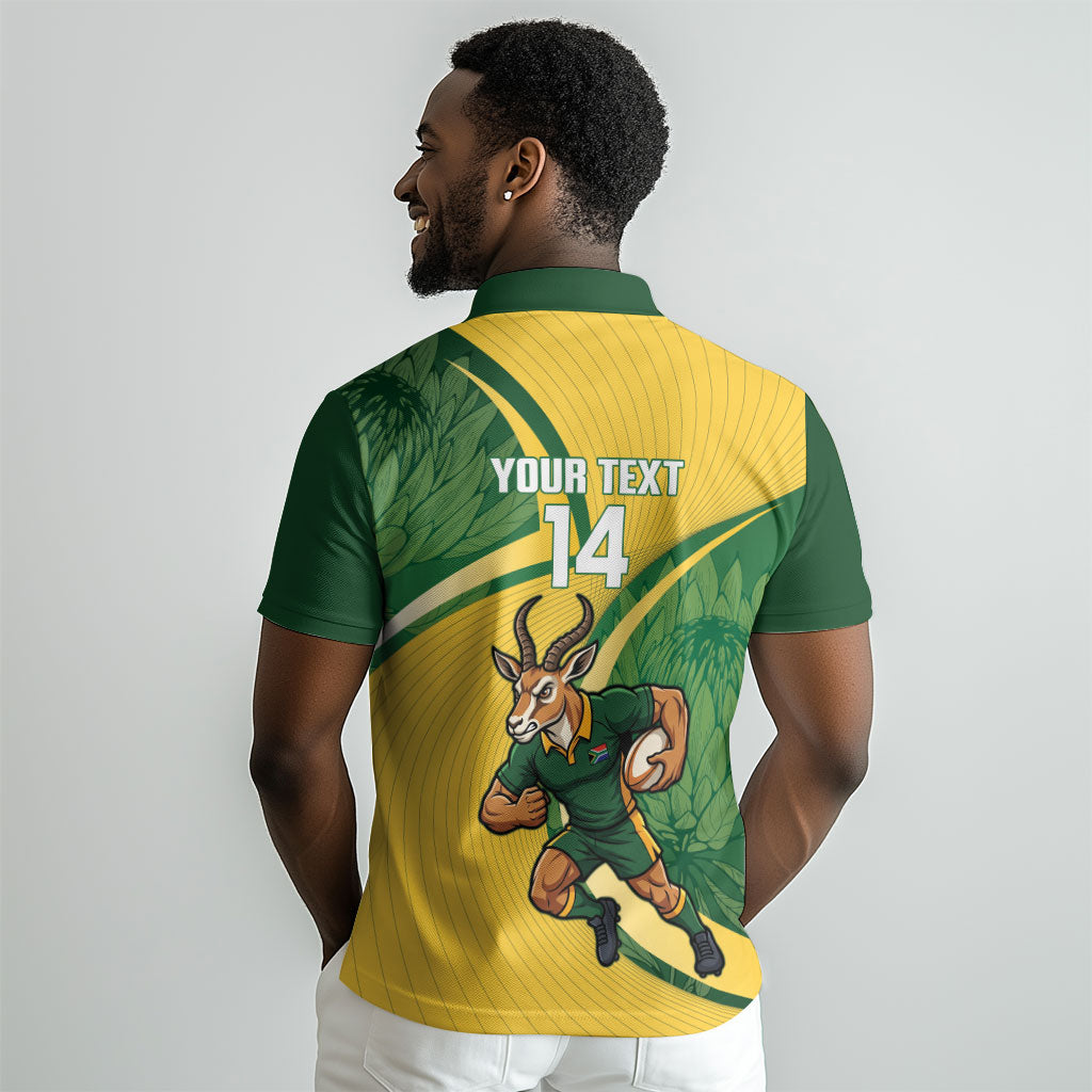 South Africa Rugby Custom Polo Shirt Come On Springboks Mascot Sporty Style