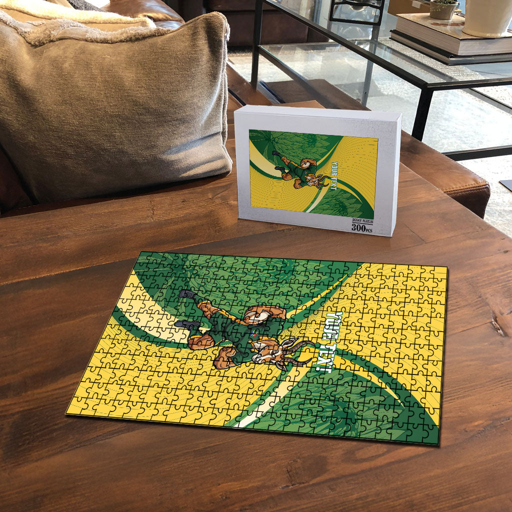 South Africa Rugby Custom Puzzle Come On Springboks Mascot Sporty Style