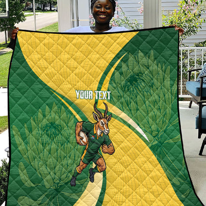 South Africa Rugby Custom Quilt Come On Springboks Mascot Sporty Style