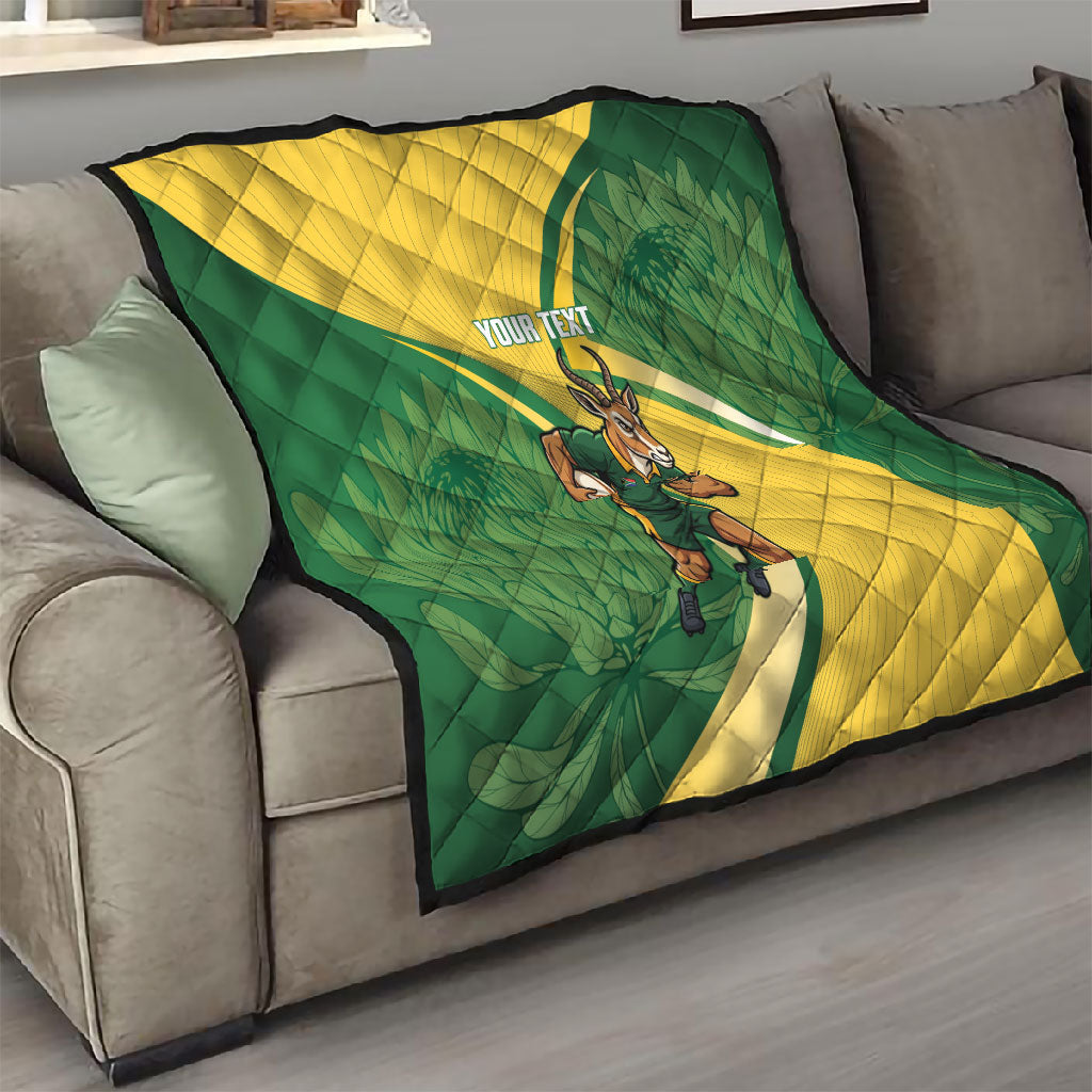 South Africa Rugby Custom Quilt Come On Springboks Mascot Sporty Style