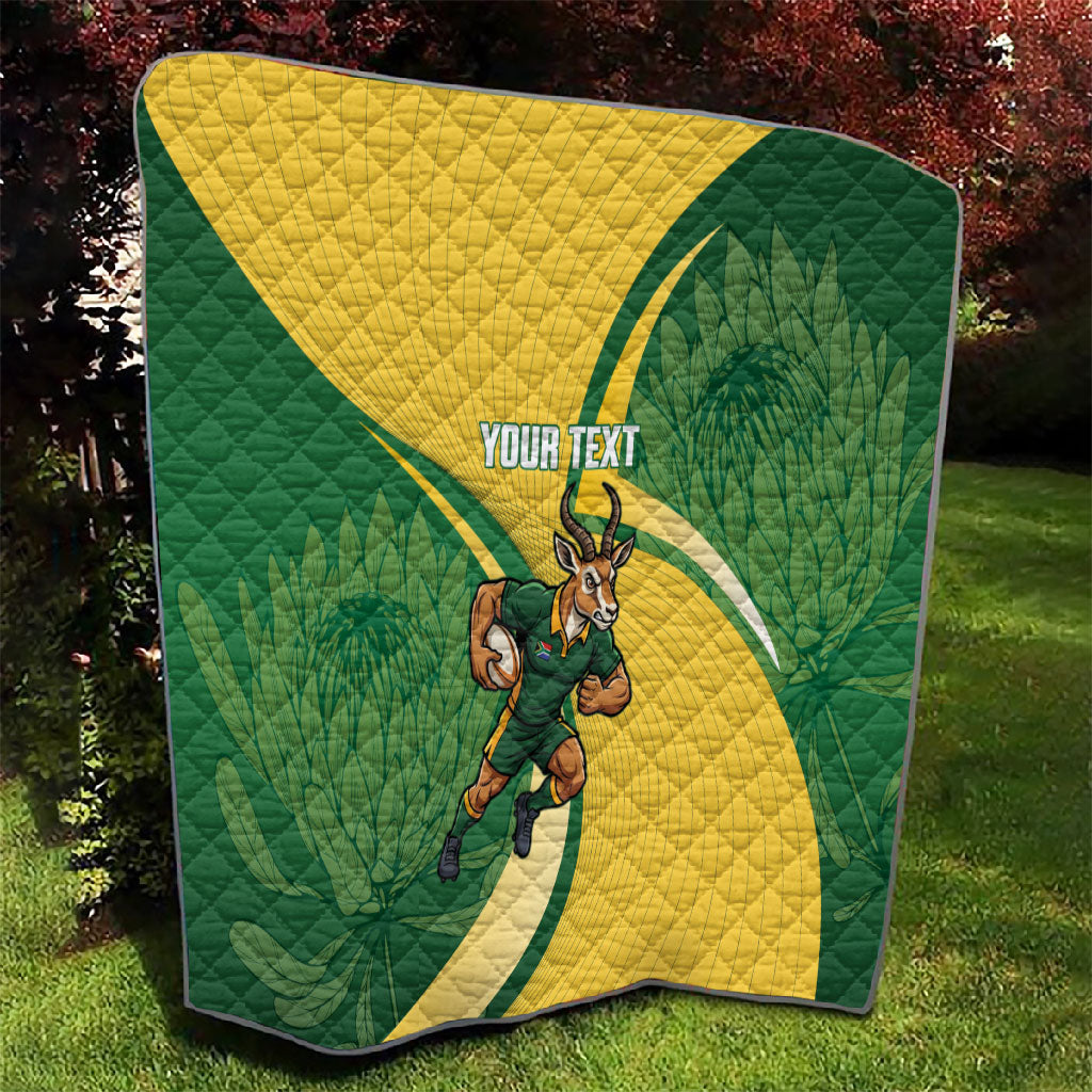 South Africa Rugby Custom Quilt Come On Springboks Mascot Sporty Style