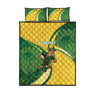 South Africa Rugby Custom Quilt Bed Set Come On Springboks Mascot Sporty Style
