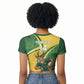 South Africa Rugby Custom Raglan Cropped T shirt Come On Springboks Mascot Sporty Style