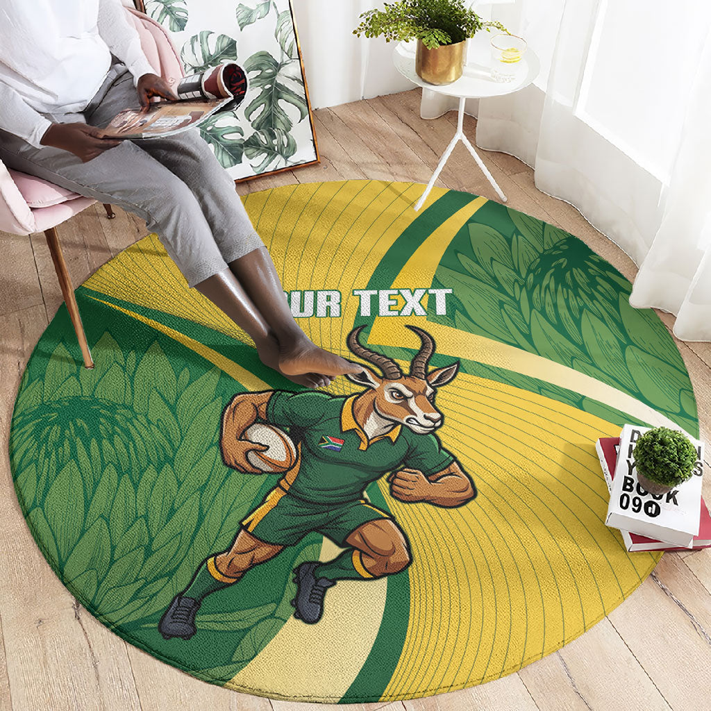 South Africa Rugby Custom Round Carpet Come On Springboks Mascot Sporty Style
