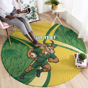 South Africa Rugby Custom Round Carpet Come On Springboks Mascot Sporty Style