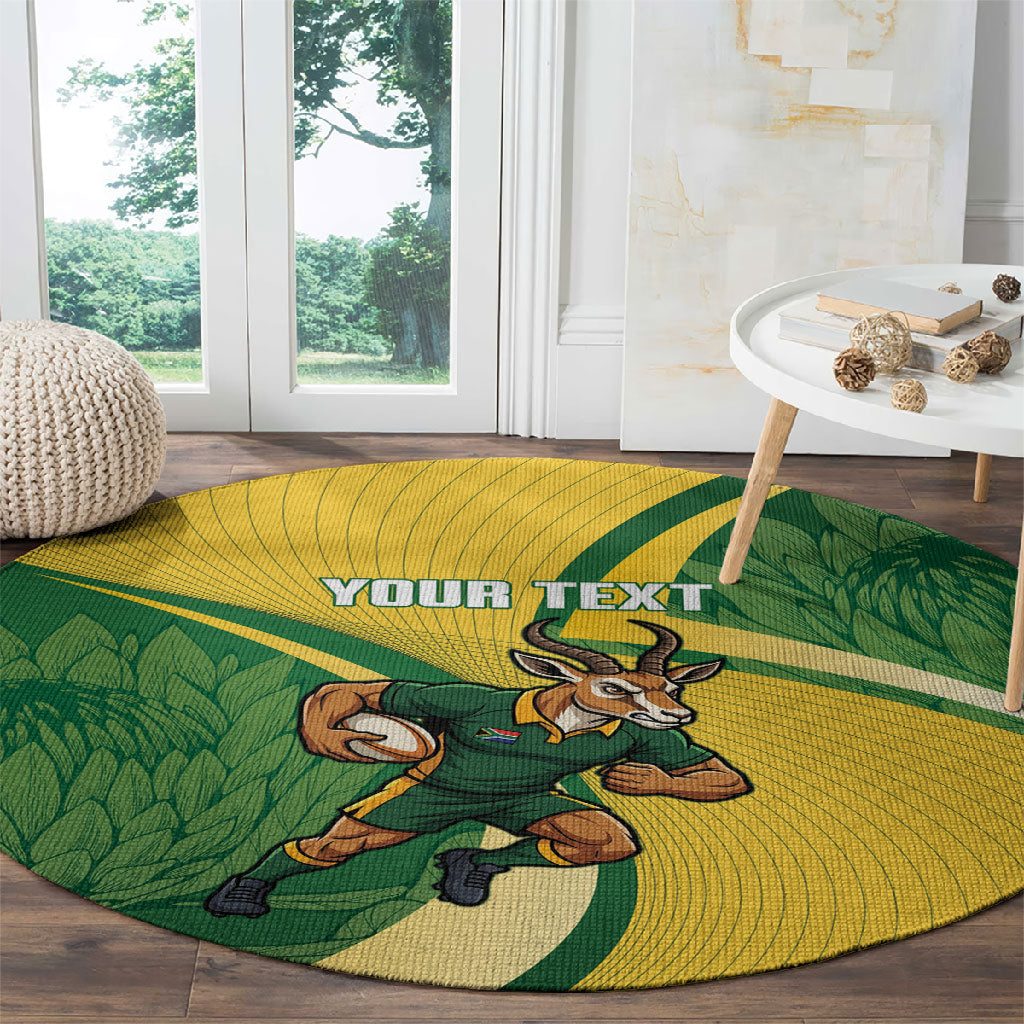 South Africa Rugby Custom Round Carpet Come On Springboks Mascot Sporty Style