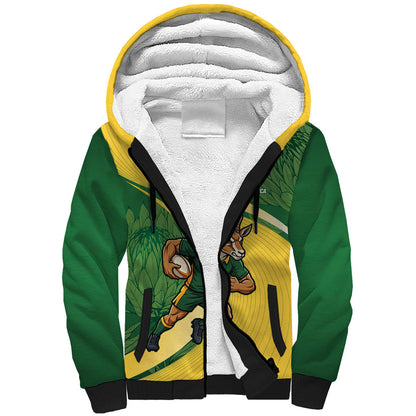 South Africa Rugby Custom Sherpa Hoodie Come On Springboks Mascot Sporty Style