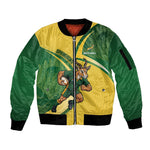 South Africa Rugby Custom Sleeve Zip Bomber Jacket Come On Springboks Mascot Sporty Style