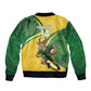 South Africa Rugby Custom Sleeve Zip Bomber Jacket Come On Springboks Mascot Sporty Style