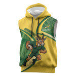 South Africa Rugby Custom Sleeveless Hoodie Come On Springboks Mascot Sporty Style